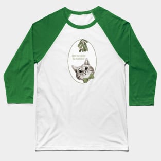 Meet Me Under The Mistletoe Sneaky Cat Baseball T-Shirt